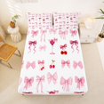 thumbnail image 3 of spefrowx Watercolor Bowknot Bed Sheets for Women, Pink Cherry Cocktail Print Full Size Sheets, 4-Piece, 1 Flat Sheet, 1 Fitted Sheet and 2 Pillowcases, 3 of 6