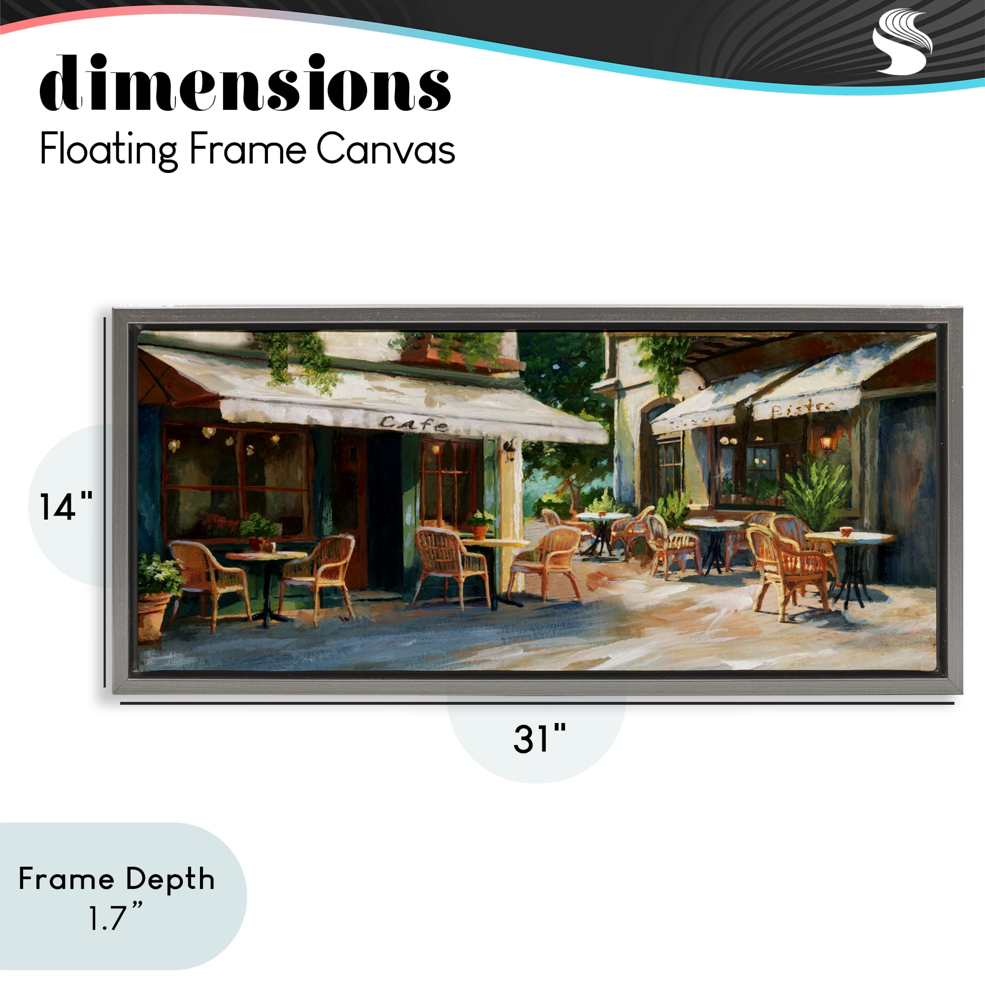 Stupell Industries Sunlit Outdoor Parisian Cafe Gray Framed Floater Canvas Wall Art, design by Nan