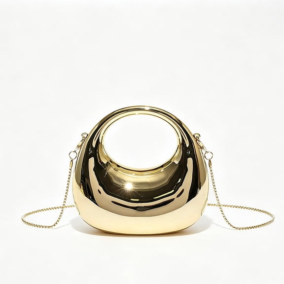 Women's Half Moon Chain Crossbody Bag Small Acrylic Shoulder Bag Fashion Top-Handle Clutch for Wedding and Travel