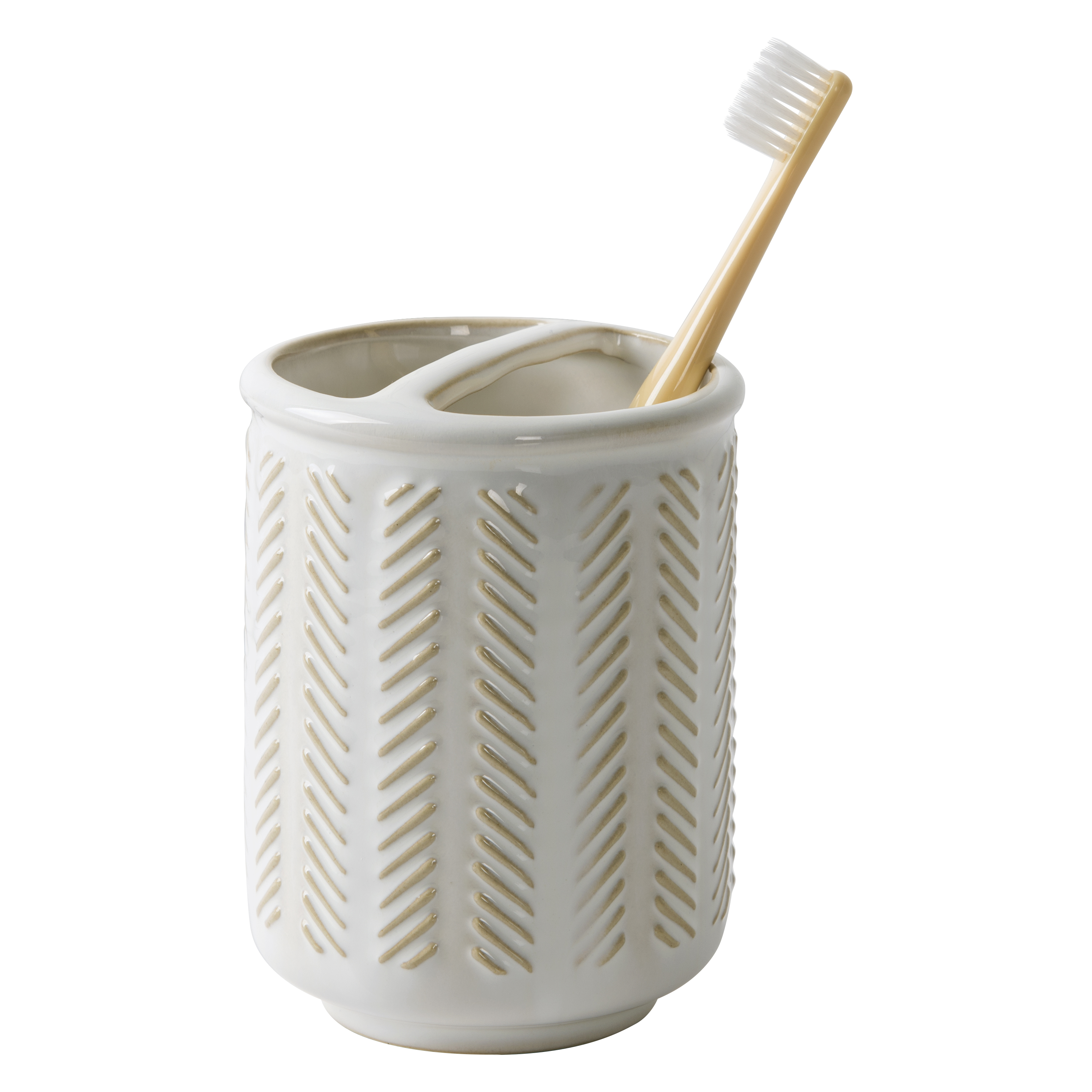 Better Homes & Gardens Reactive Glazed Textured Ceramic Toothbrush Holder in Creamy White - image 2 of 6