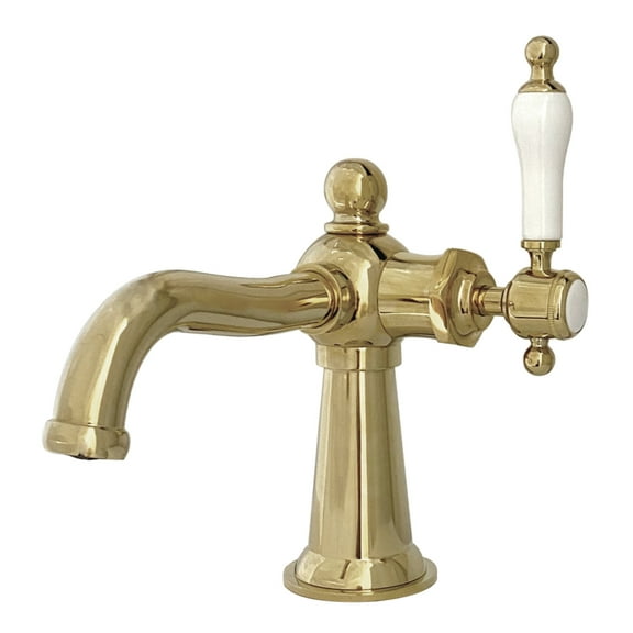 Kingston Brass KS154KLPB Nautical One-Handle Single-Hole Bathroom Faucet with Push Pop-Up Drain, Polished Brass