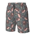 thumbnail image 5 of Kdxio Hedgehogs and Flowers1 Pattern Mens Casual Shorts - Drawstring Summer Beach Sports Shorts for Men, 5 of 9
