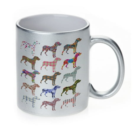 

KuzmarK Silver Sparkle Coffee Cup Mug 11 Ounce - Great Dane Dog