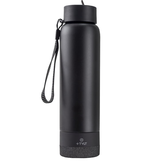 Pre-Owned TYLT Power Bottle 2.0, Hydration Bottle and Bluetooth Speaker - Black