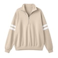 thumbnail image 5 of Hurxie Women's Varsity Striped Sweatshirt Oversized Lightweight Knit Pullover Drop Shoulder Crew Neck Long Sleeve Casual Sweatshirts, 5 of 6