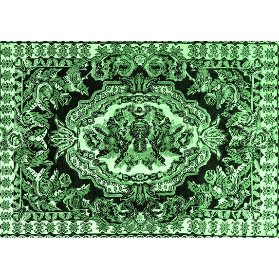 Ahgly Company Indoor Rectangle Medallion Emerald Green French Area Rugs, 6' x 9'