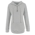 thumbnail image 4 of Ashirexll Womens Hoodie Long Sleeve Drawstring Hoodies Sweatshirt Casual Loose Lightweight Pullover Tops Gray M, 4 of 5