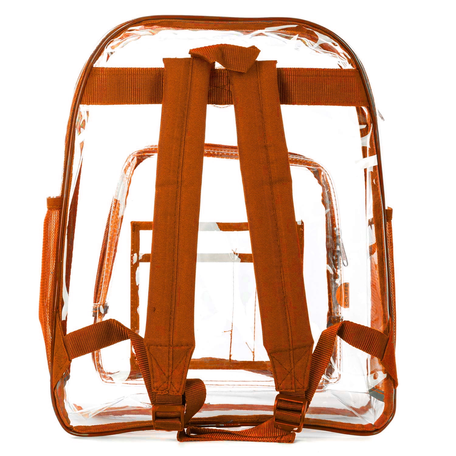 K-Cliffs 17" Clear Transparent PVC School Backpack in Orange Unisex  Teen-Adult