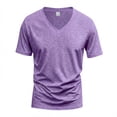thumbnail image 2 of V Neck T Shirts Men Short Sleeve Breathable Lightweight Tshirts Summer Casual Stylish Solid Color Regular Fit T Shirt Light Purple 3XL, 2 of 4