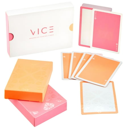 Vice Minimalist Playing Cards - Neon Orange and Pink Dual-Pack Decks - Poker Size  Standard Index  Plastic-Coated  Fluorescent with Simple Design + Spot UV Gloss - Cool Playing Cards and Novelty Gifts