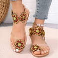 thumbnail image 2 of Xfvqtps Womens Flat Sandals Toe Ring Clip Toe Elastic Transparent Strap Color Block Flower Decor Non Slip Breathable Lightweight Summer Roman Sandals Red, 2 of 9