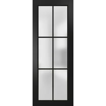 Slab Barn Door Panel 24 x 96 inches | Planum 2122 Matte Black Frosted Glass | Sturdy Finished Interior Doors | Pocket Closet Sliding