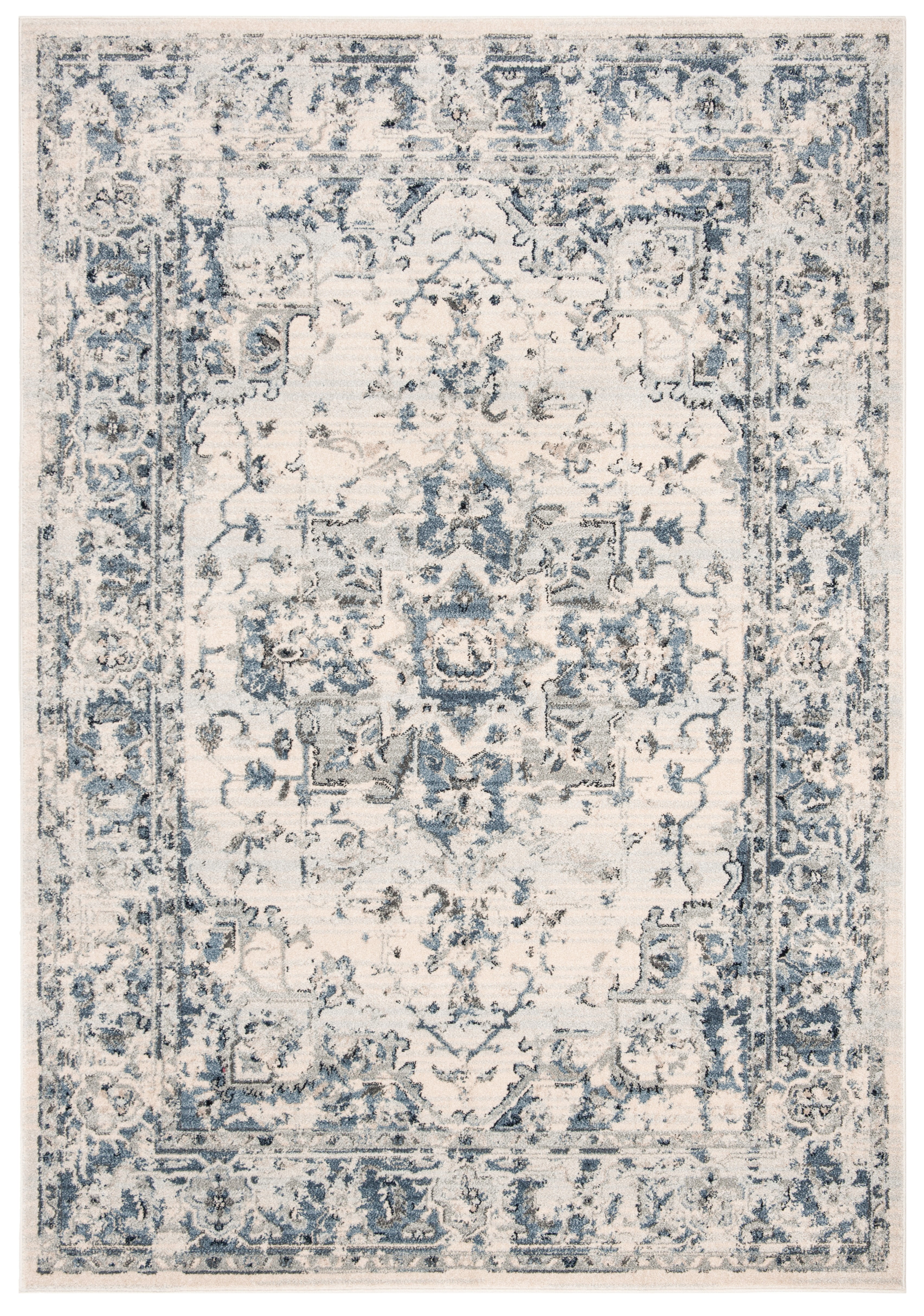 SAFAVIEH Charleston Zharko Floral Area Rug, Ivory/Navy, 5'3" x 7'6"
