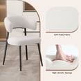 thumbnail image 3 of Hawsaiy Dining Chairs Set of 2, Mid Century Modern Boucle Upholstered Dining Chairs with Curved Backrest, Kitchen Dining Room Chairs with Black Metal Legs, White, 3 of 8