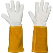 MIG TIG Welding Gloves Medium | 16" Soft Leather Weld Glove | Kevlar Stitching & Hand Lining. (Medium)