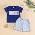thumbnail image 2 of Kaprioy Boys Summer Outfits Toddler Baby Boy Summer Clothes Baseball Embroidery Short Sleeve T Shirt Plaid Shorts Set Infant 2 Piece Outfit, 2 of 5