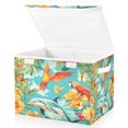 thumbnail image 2 of 16.5x12.6x11.8in Foldable Flip-Top Storage Bin, Dustproof Magic Tape Closure, Ideal for Home & Toy Organization,Butterflies and Parrots, 2 of 7