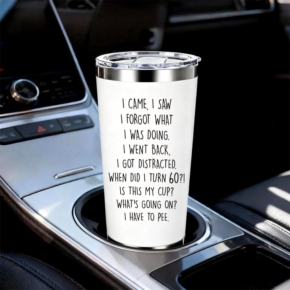 Funny 60th Birthday Gifts for Women Men - 60 Year Old Birthday Gifts for Her Him, Turning 60 Year Old 20oz Stainless Steel Tumbler, Happy 70th Bday Gift for Mom Dad Wife Friends Grandpa Grandma