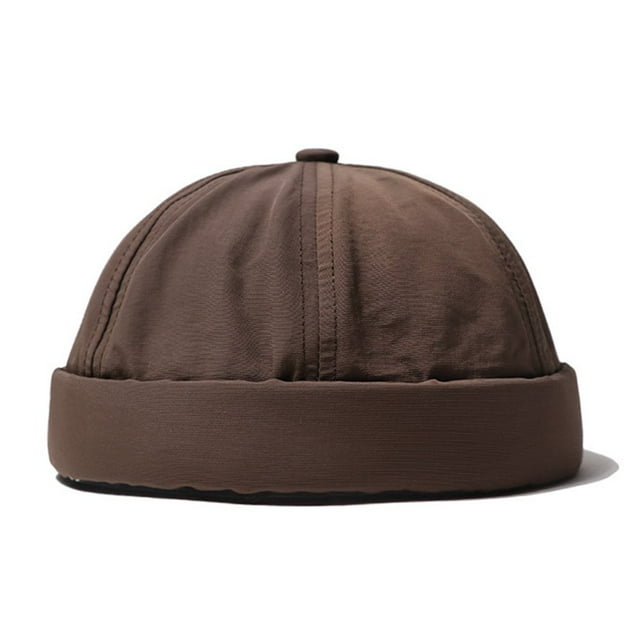 Landlord Hat Buckle Closure Quick-dry Waterproof Beanie Cap Rolled Cuff Brimless Cap Streetwear