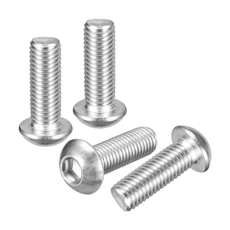 Uxcell M12-1.75x40mm Button Head Socket Cap Screws - 4Pack - Good for Road Bicycle Mountain Bike Auto Motorcycle - 304 Stainless Steel Whitewashed - Hex Drive Fasteners