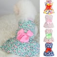 thumbnail image 2 of JANGSLNG Summer Floral Print Small Medium Dogs Dress Lovely Bowknot Decor Sleeveless Foreleg Holiday Pet Outfit, 2 of 8