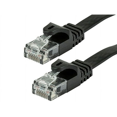 UPC: 0889028150702 | Monoprice Flat Cat6 Ethernet Patch Cable – 5 Feet – Black  Snagless RJ45  Flat  550MHz  UTP  Pure Bare Copper Wire  30AWG – Flexboot Series