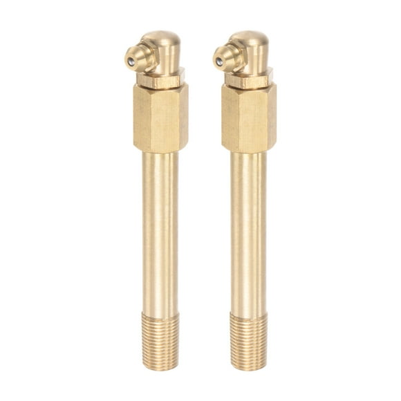 Unique Bargains Brass Straight Hydraulic Grease Fitting G1/8 Thread 85mm Length 2 Pack