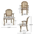 thumbnail image 4 of Noble House Absaroka Fabric Upholstered Wood and Cane 5 Piece Circular Dining Set, Natural and Brown, 4 of 16
