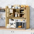 thumbnail image 6 of Fluted Desktop Bookshelf 35.4 x 31.5 in, Wooden Desk Hutch Organizer with 2 Doors, 2-Tier Storage for Home Office Dorm, 6 of 8