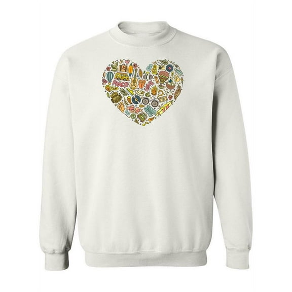 Hippie Doodles In Heart Design Sweatshirt Women -Image by Shutterstock, Female Medium