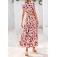 thumbnail image 2 of Vestido midi PRETTYGARDEN 2025 con estampado floral con cuello en V y volantes para mujer, 2 of 5