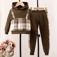 thumbnail image 2 of Rovga Girls Outfits 6-7 Years Toddler Long Sleeve Plaid Print Tops And Pants 2Pcs Fall Winter Outfits Clothes Set Casual Wear Brown, 2 of 7