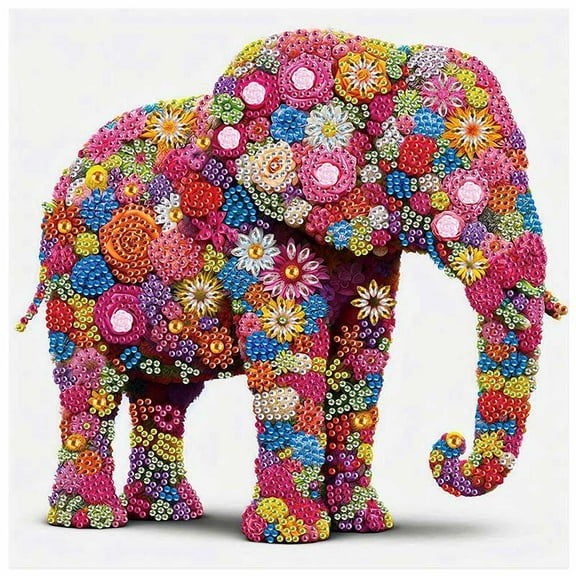 5D DIY Diamond Painting Kit Floral Elephant Creative Handicraft for Home Wall Decor, Birthday or Christmas Gift