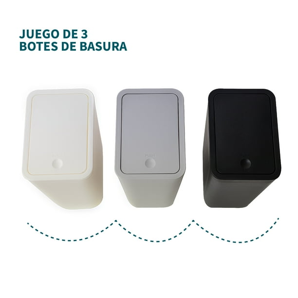 TESSO HOME Botes de Basura 3 Piezas con Tapa Cubos de 10 Litros Papeleras para Residuos Ideal para Cocina, Baño y Oficina.