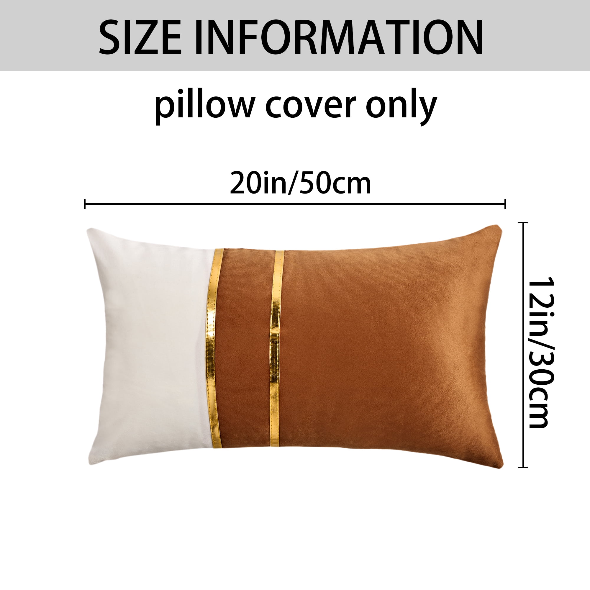 Unique Bargains Velvet Soft Square Pillow Covers Pack of 2 Brown 20" x 12"