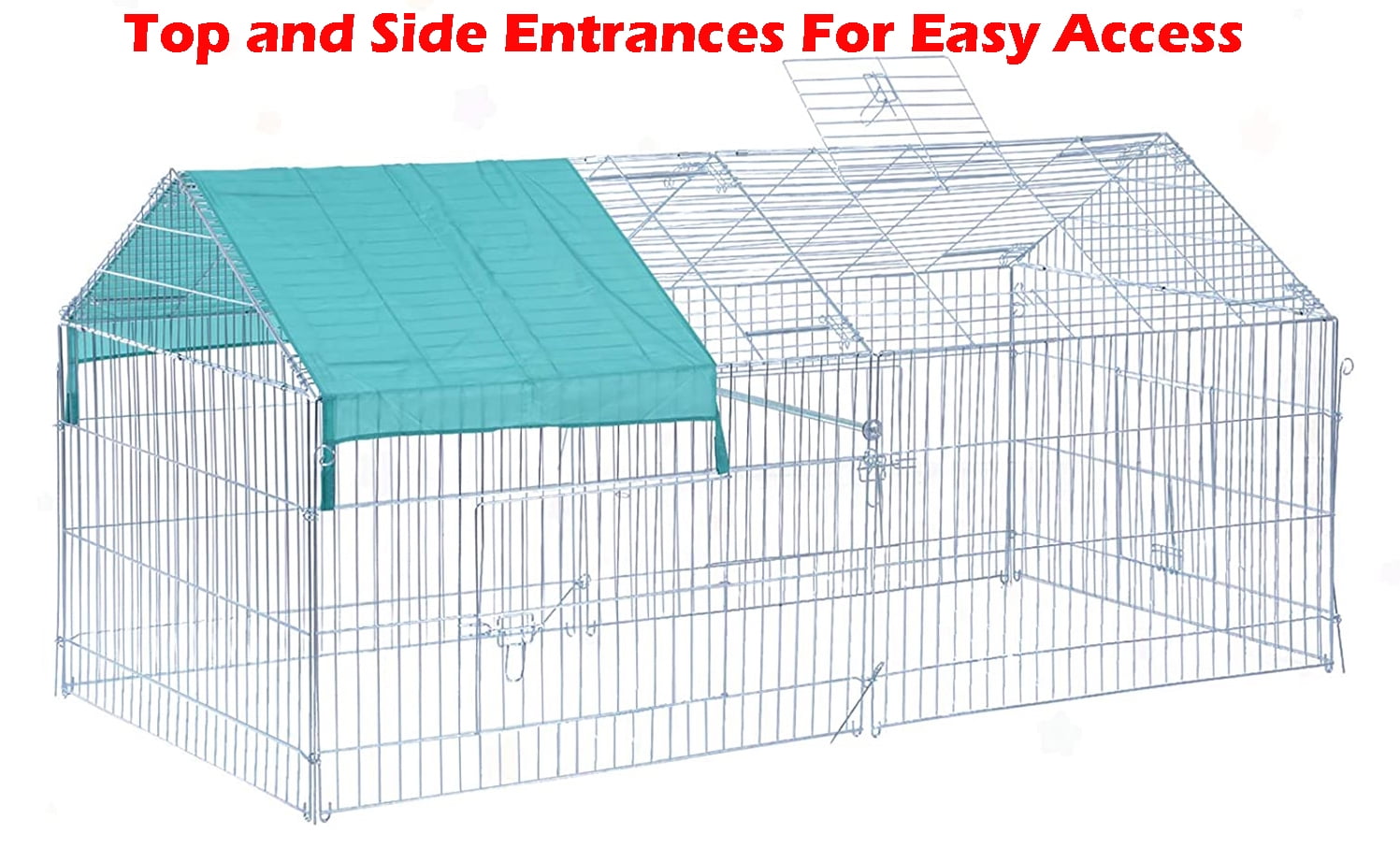 Mcage Large NO RUST Outdoor Stainless Galvanized Metal Outdoor Playpen Cage for Rabbit & Chicken with 4 Ground Stakes