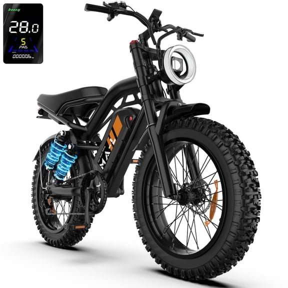 HiKeep 750W 1500W Fat Tire Electric Bike for Adults, 48V 15.6Ah Battery Ebike, Full Suspension E-Bike, Shimano 7 Speed, LED Display, Long Range Mountain Electric Bicycle, UL2849