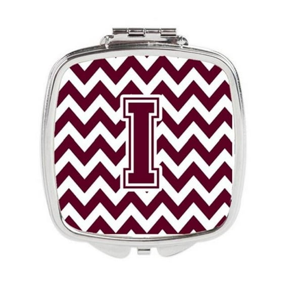 Letter I Chevron Maroon & White Compact Mirror