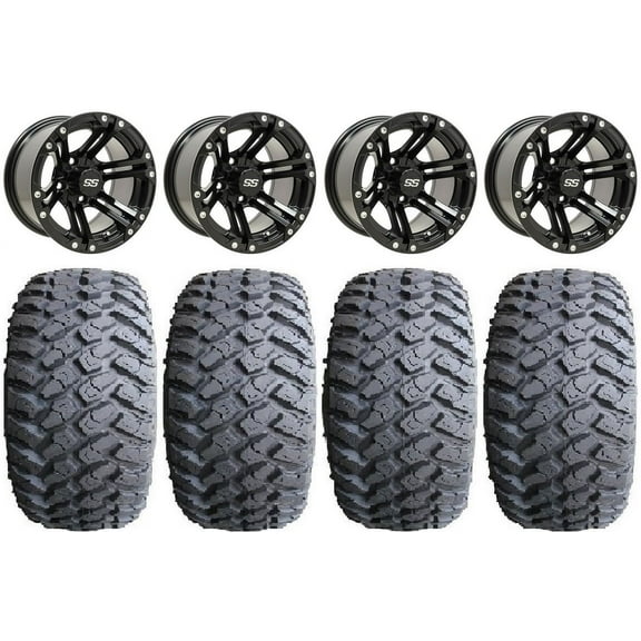 GTW Specter 12" Golf Cart Wheels Black 23" Hammer Tires E-Z-GO & Club Car