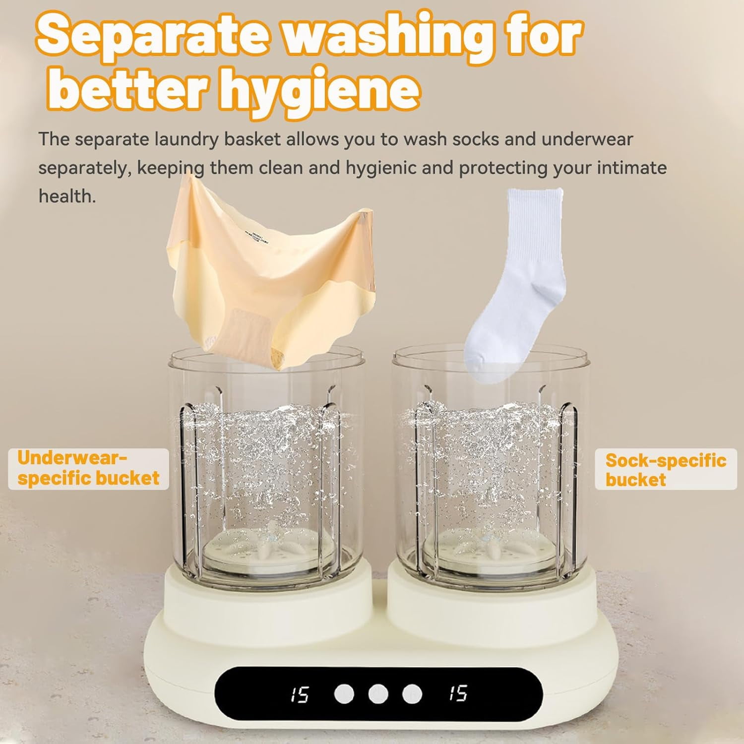 3L Portable Washing Machine, Mini Washer, Mini Laundry Machine with Twin Tub, Deep Cleaning of Underwear and Socks, Suitable for Homes, Apartments, Dorms, Hotels, Traveling