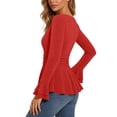 thumbnail image 7 of BLVB Sparkly Tops for Women Ruffle Long Sleeve V Neck Peplum Shirts Glitter Blouses for Evening Party Night, 7 of 7