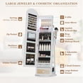 thumbnail image 4 of VKCC 64.1" Arched 360° Swivel Jewelry Armoire Full Length Mirror Cabinet Free Standing Organizer with 6 LED Lights, White, 4 of 9