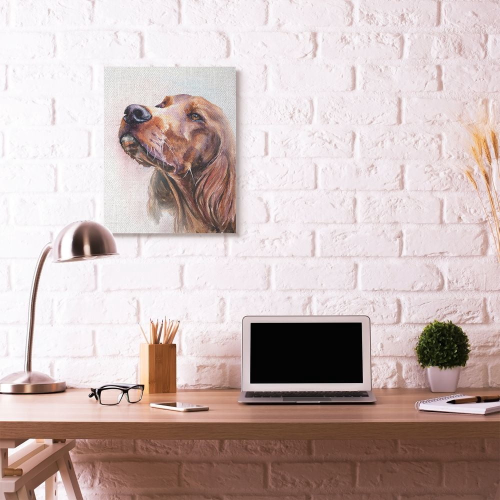 Stupell Industries Irish Setter Dog Pet Animal Watercolor Painting Canvas Wall Art by George Dyachenko