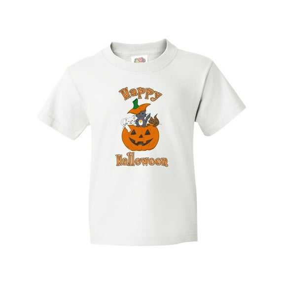 Inktastic Happy Halloween Kittens in Pumpkin Youth T-Shirt