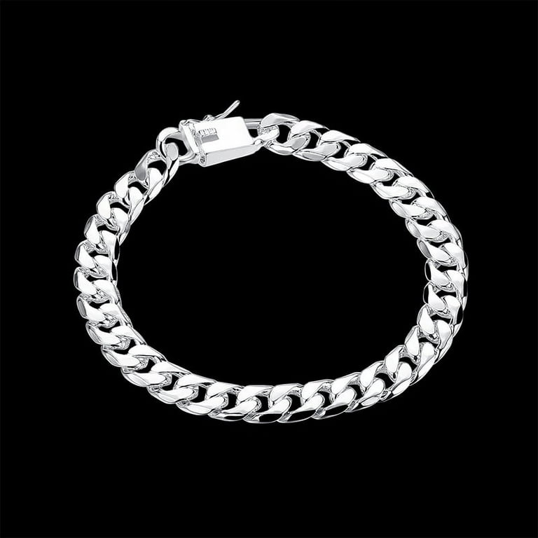 2019 New Fashion Stainless Steel Chain Bracelets Men Flat Curb