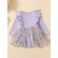 thumbnail image 4 of GXFC Baby Girls Fall Princess Dress Clothes 3M 6M 9M 12M 18M Infant Girls Long Sleeve Bow Embroidery Romper Dress Mesh Tulle A-line Dress Spring Autumn Clothing for Newborn Girls, 4 of 9