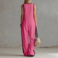 thumbnail image 2 of Morttic Women's Half Zip Contrast Trim Jumpsuit – Sleeveless Loose Wide Leg with Pockets, Casual Summer One Piece Pink，M, 2 of 3
