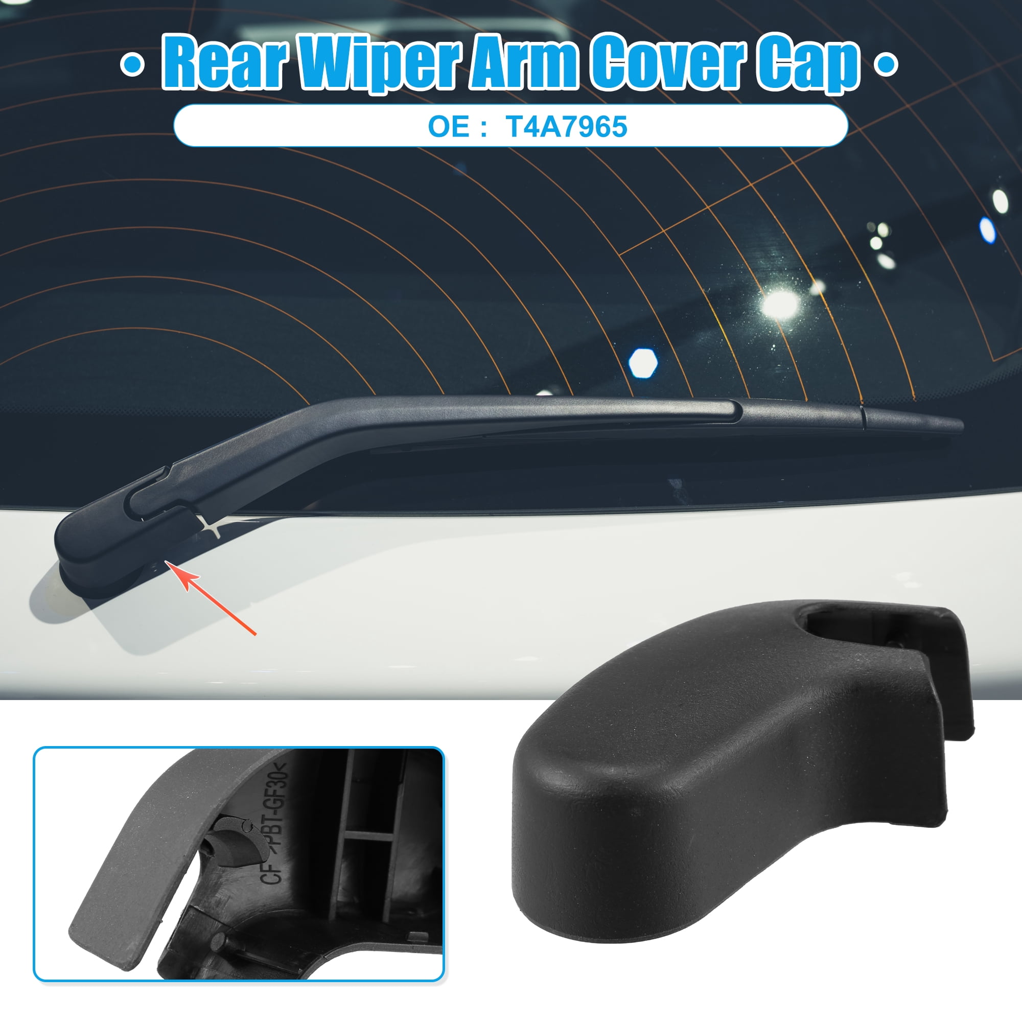 Unique Bargains Rear Wiper Arm Nut Cover Cap for Jaguar F-Pace 1-Pack Black
