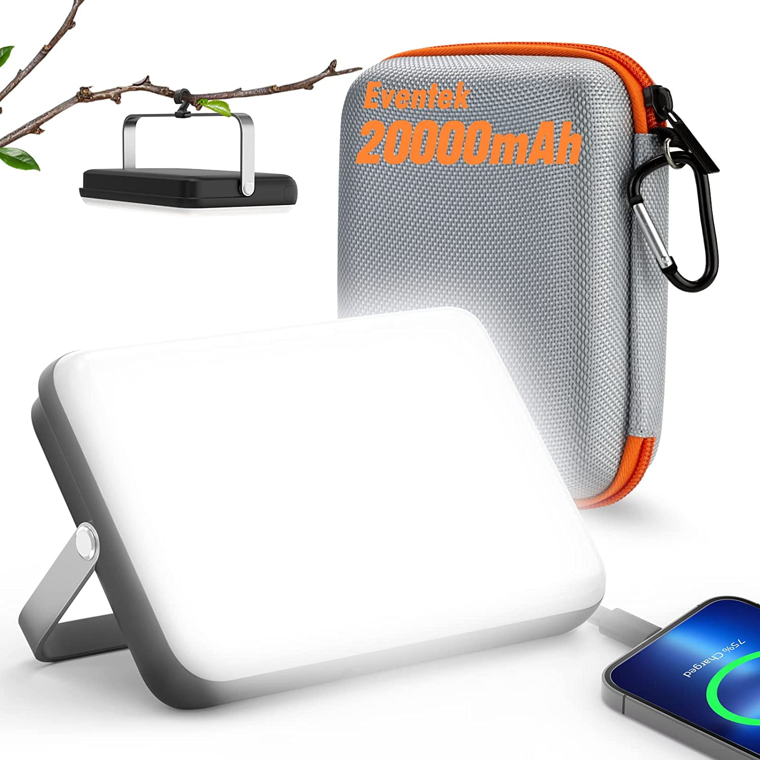 Rechargeable Camping Light 4000 Lumen 4 Lighting Modes Portable LED Camping Lantern with 20000mAh Battery, up to 144 Hours, IPX5 Waterproof Tent Lights for Camping, Hiking, Power Outages, Emergency