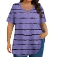 thumbnail image 2 of ylioge Oversized T Shirts for Women Plus Size XL-5X Short Sleeve V Neck Tees Tops Womens Casual Stripe Printed Pullover Going-Out Loungewear Blouses, 2 of 6